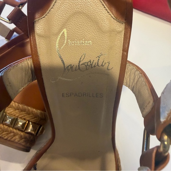 Christian Louboutin Studded Espadrille Wedge Sandals Red Sole Summer Heel SZ: 36 - Picture 5 of 14